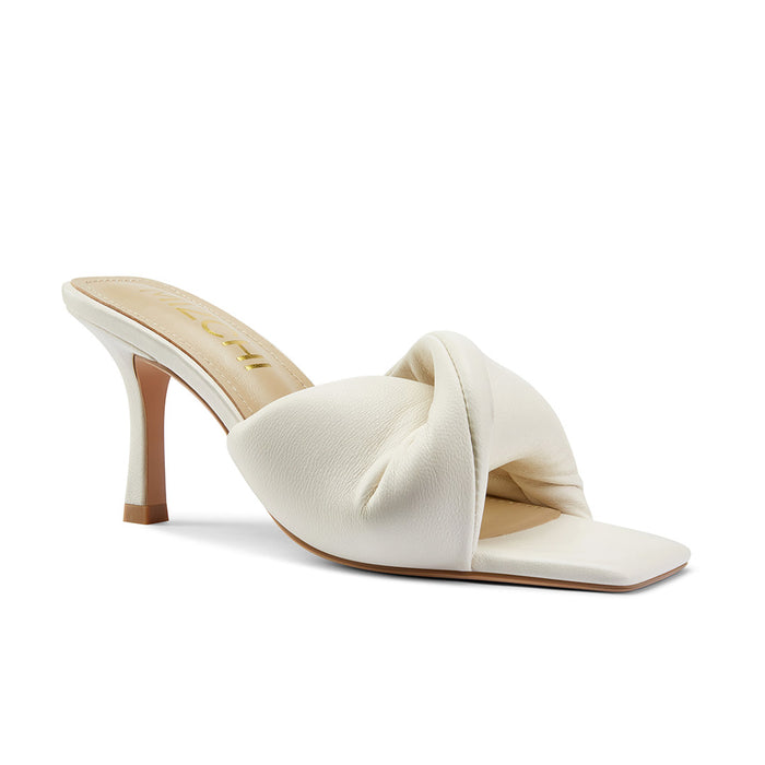 BASTINA PUFFY ivory - Leather Mules