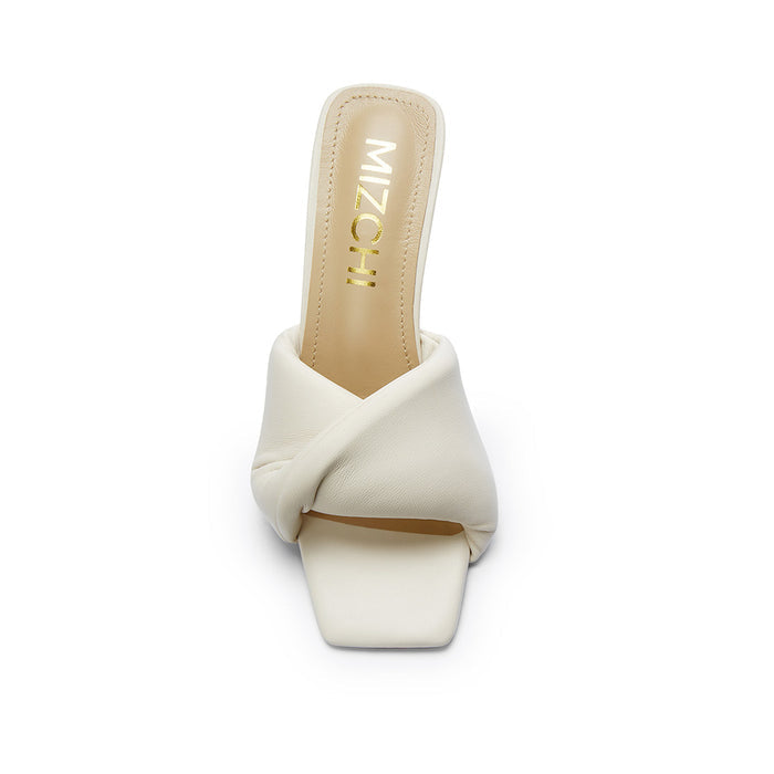 BASTINA PUFFY ivory - Leather Mules