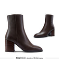 BELGO - brown chunky heel ankle boot