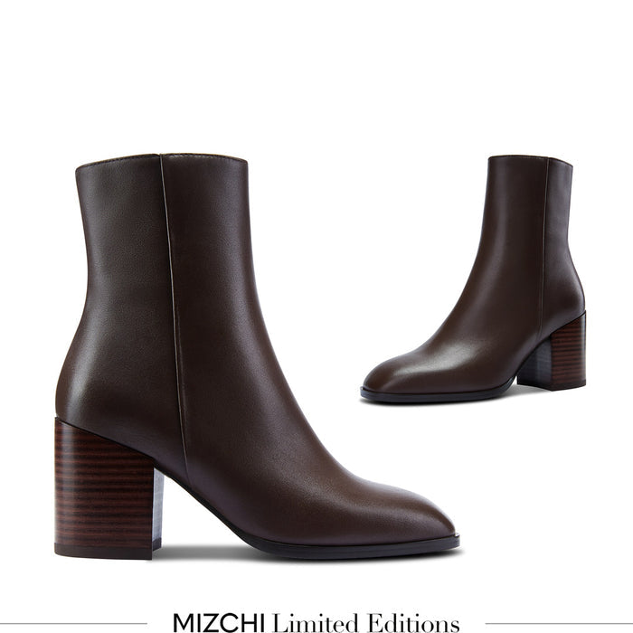 BELGO - brown chunky heel ankle boot