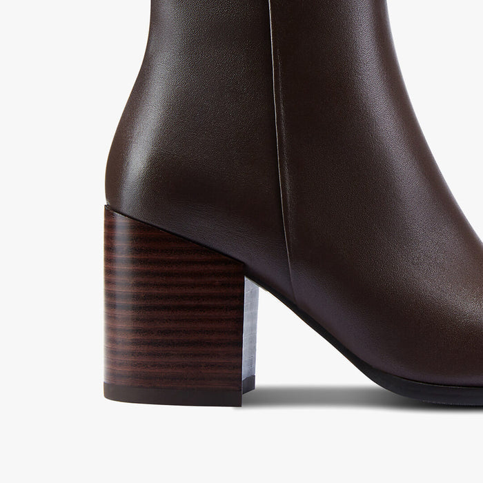 BELGO - brown chunky heel ankle boot