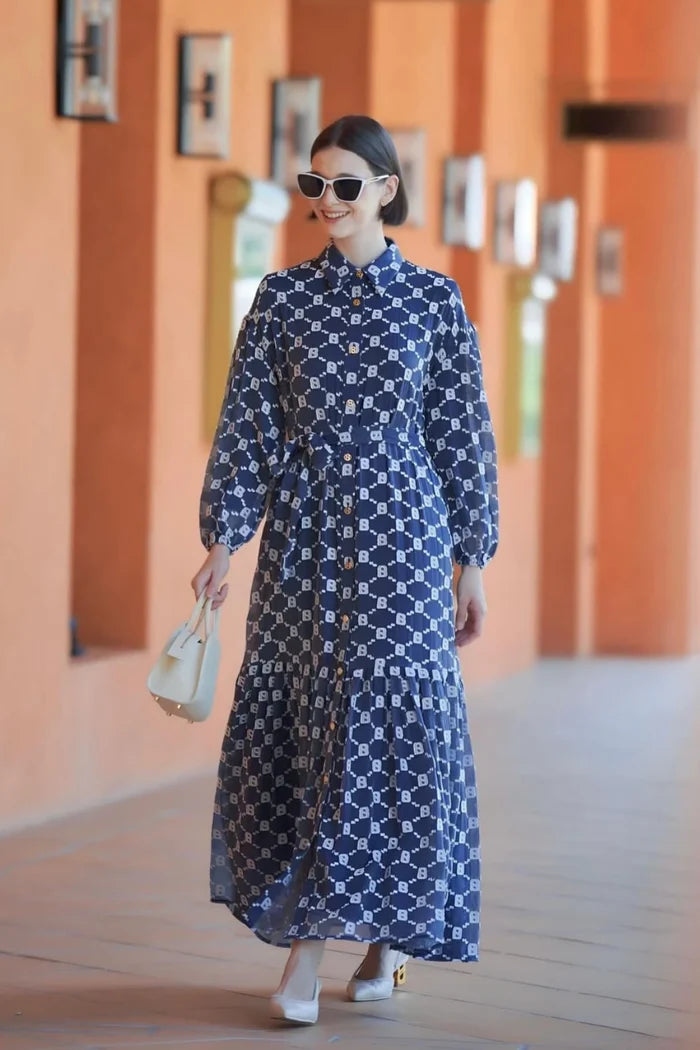 beverly shirt dress in navy by buttonscarves style look
