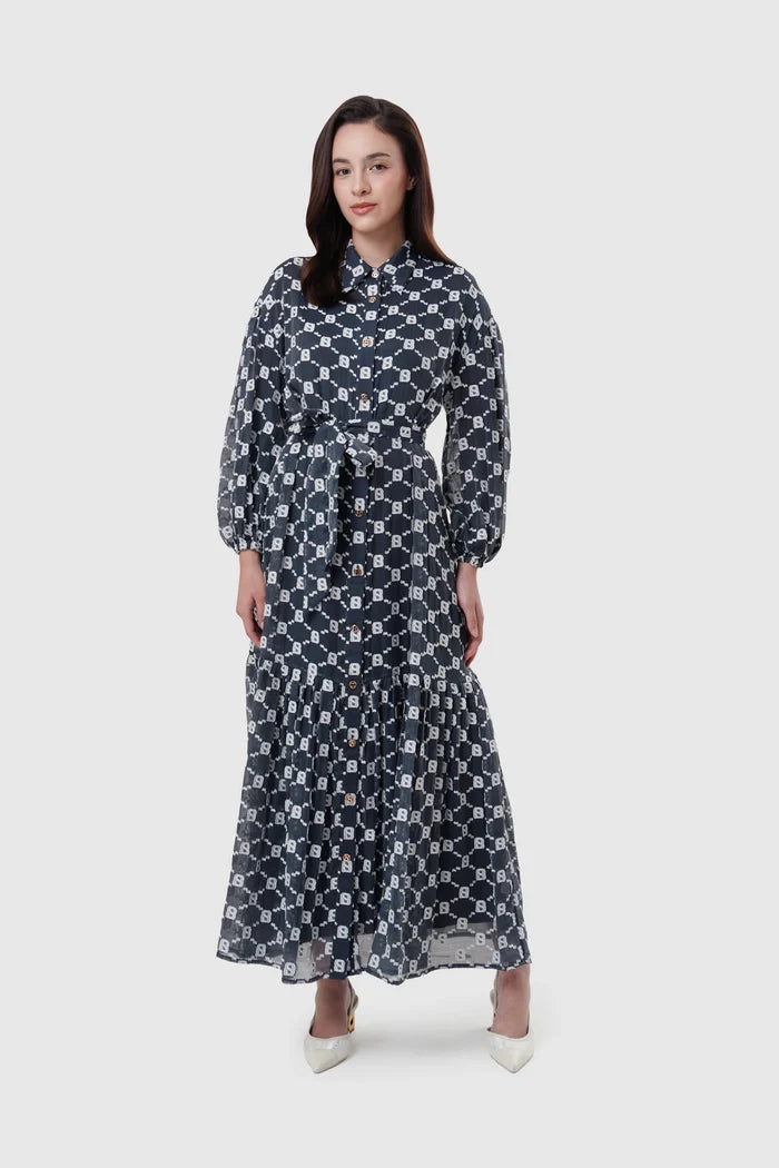 beverly shirt dress in navy by buttonscarves overview look
