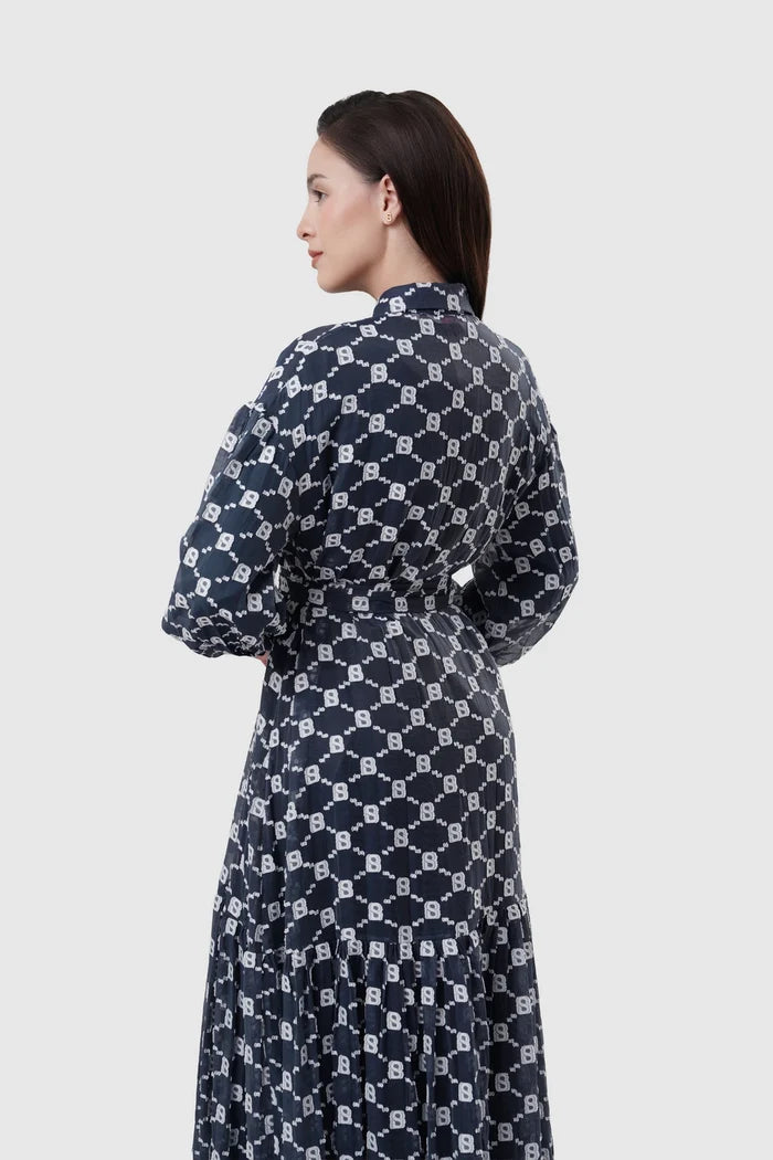 beverly shirt dress in navy by buttonscarves back view