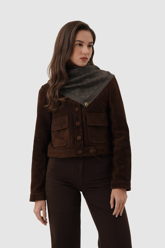beverly square scarf in after dark by buttonscarves style look