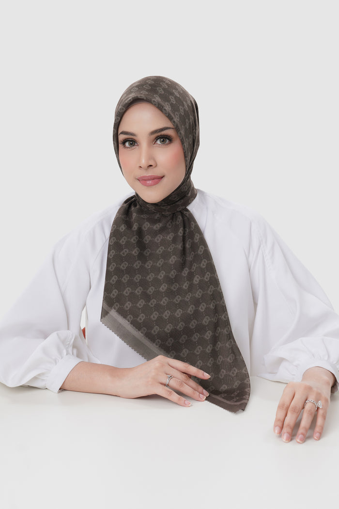 beverly square scarf in bracken by buttonscarves front view