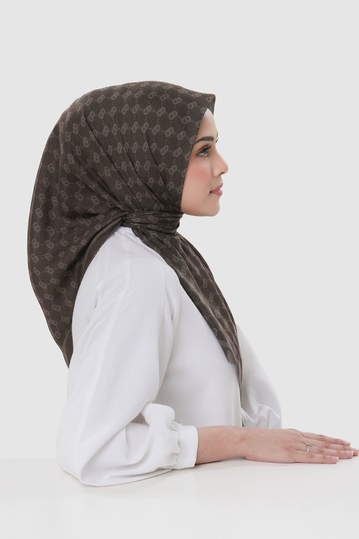 beverly square scarf in bracken by buttonscarves side view