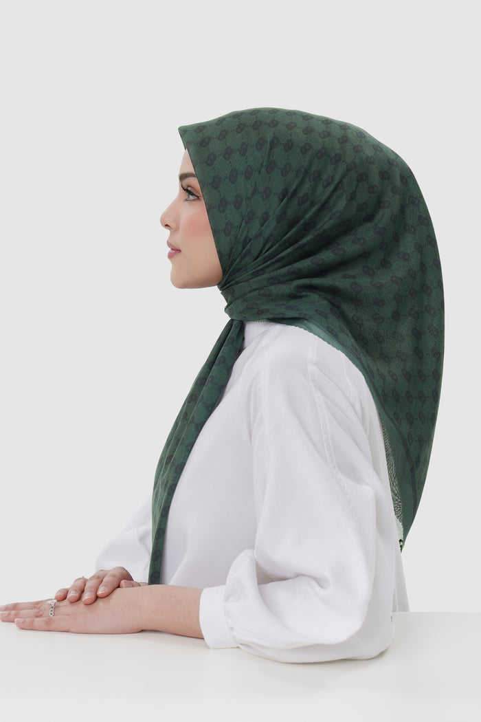 beverly square scarf in pine grove by buttonscarves side view