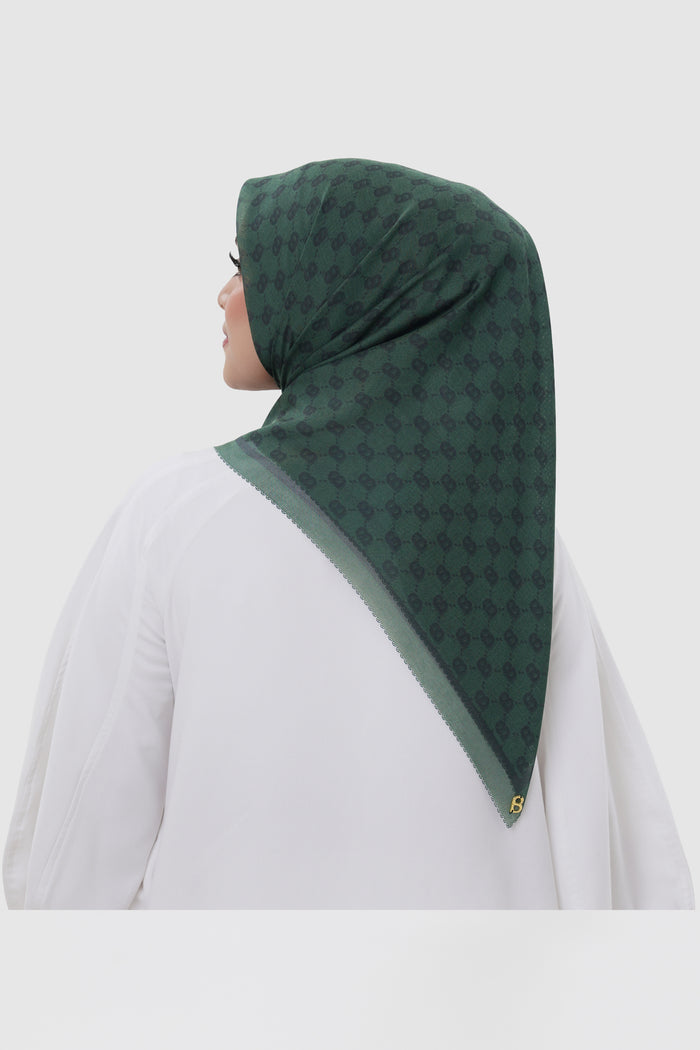 beverly square scarf in pine grove by buttonscarves back view