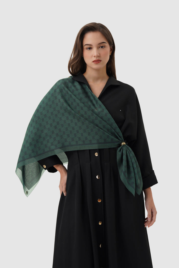beverly square scarf in pine grove by buttonscarves style look