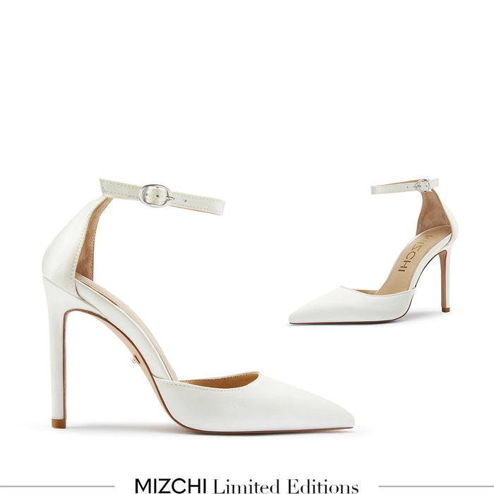 BIANCA  IVORY SATIN - classic ankle strap pumps
