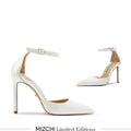 BIANCA  IVORY SATIN - classic ankle strap pumps