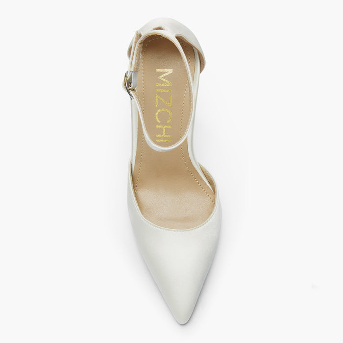 BIANCA  IVORY SATIN - classic ankle strap pumps
