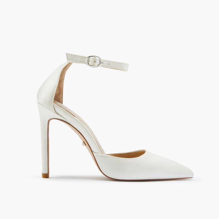 BIANCA  IVORY SATIN - classic ankle strap pumps