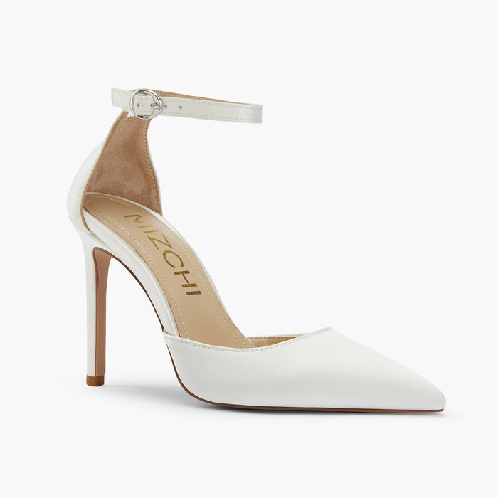 BIANCA  IVORY SATIN - classic ankle strap pumps