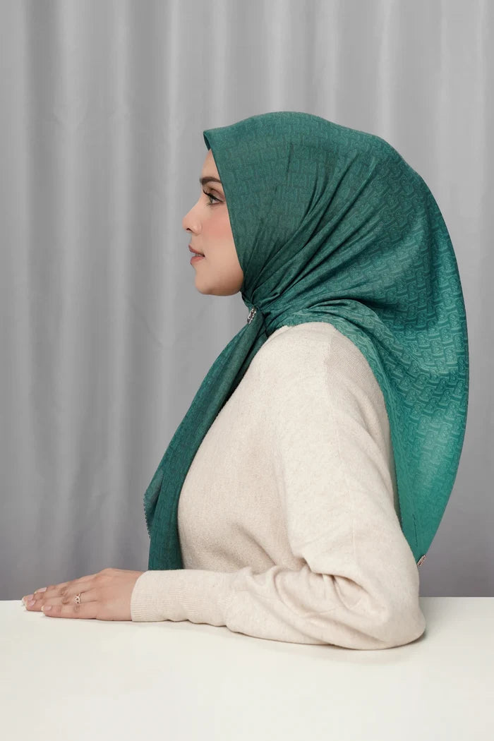 bimu horizon square scarf in pavo by buttonscarves side view