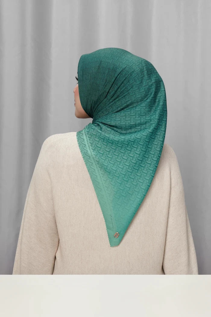 bimu horizon square scarf in pavo by buttonscarves back view