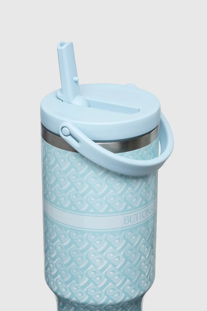 bimu tumbler in blue by buttonscarves with folding spout