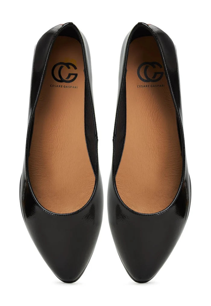 A stylish pair of Ingrid black block heel ballerinas - trendy block heel footwear for women.