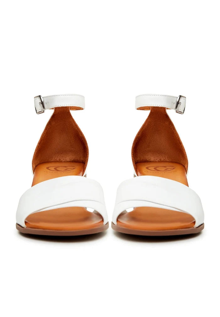 Block Heeled Sandals - White
