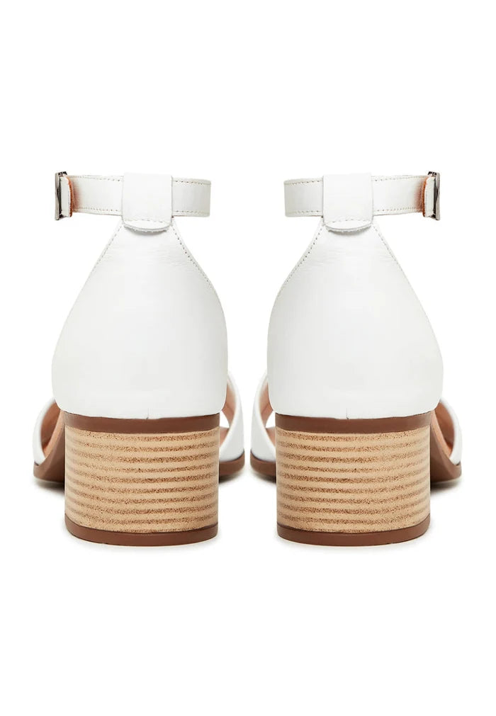 Block Heeled Sandals - White