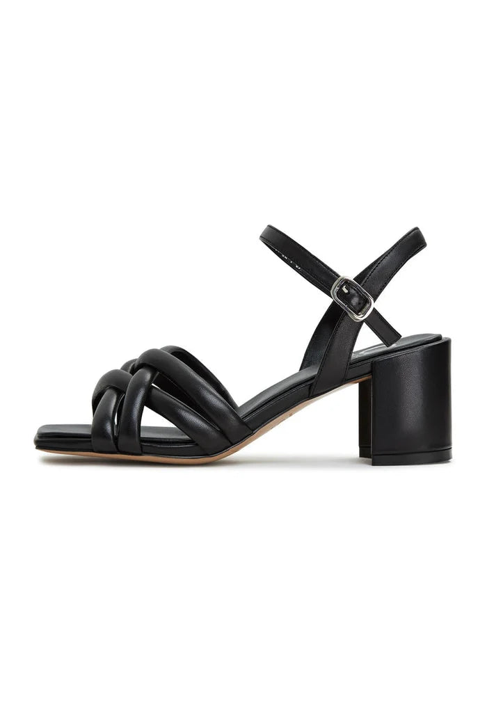 A stylish pair of Anaia black block heeled sandals for women, perfect for a fashionable yet comfortable look.