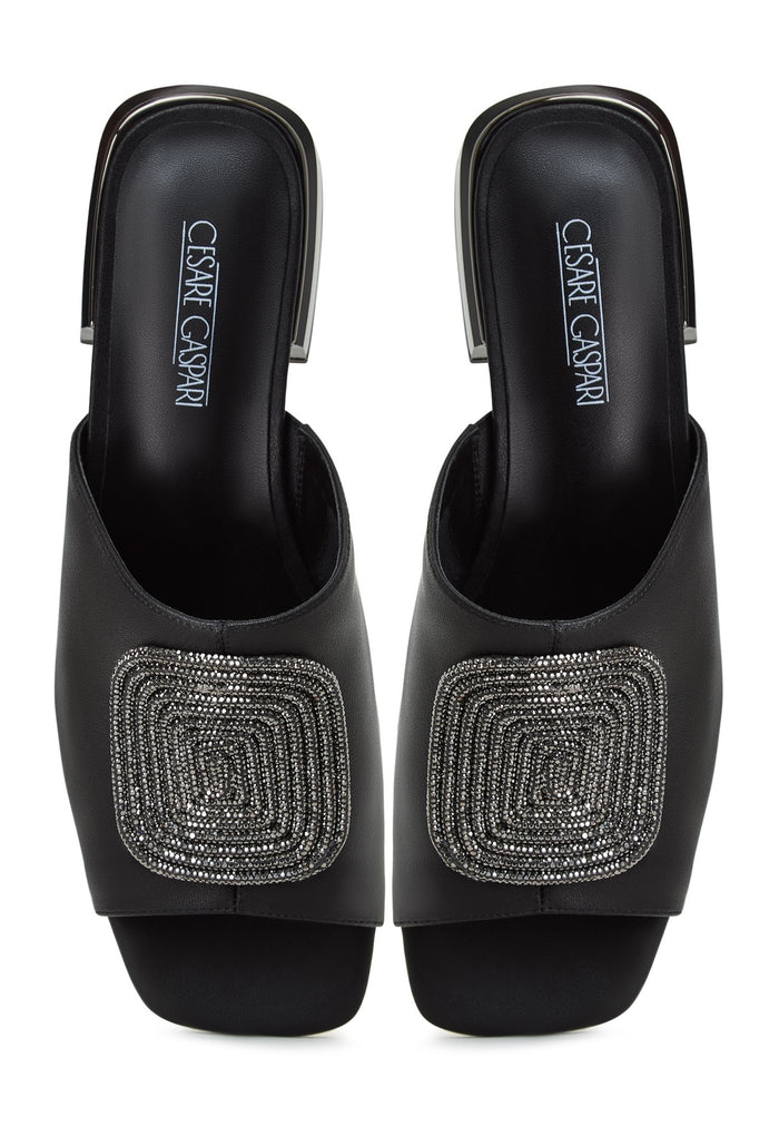 Block Heeled Slippers Beatriz -Black