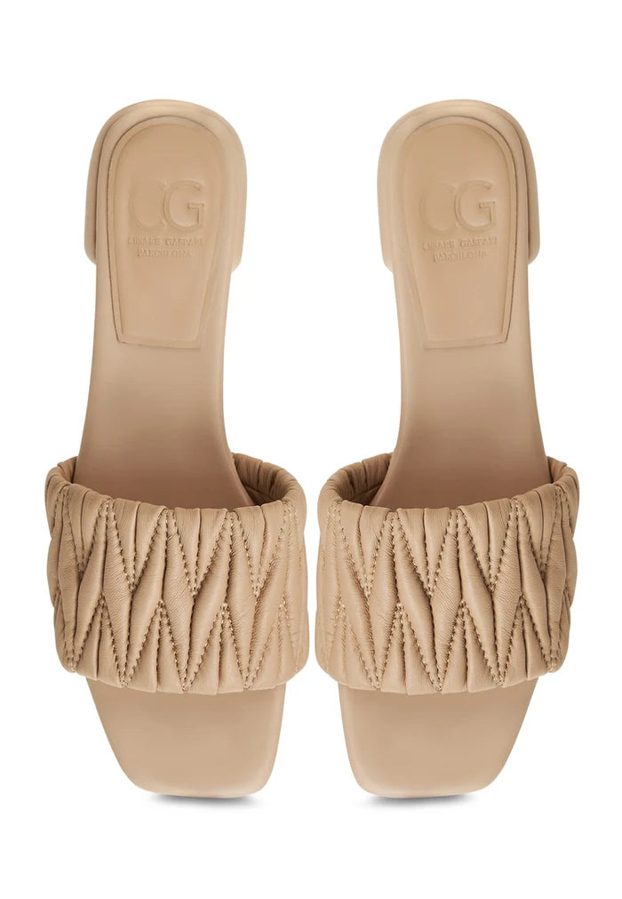 Block Heeled Slippers Stephanie - Beige