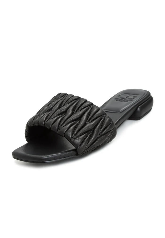 A pair of Stephanie black block heeled slippers, chic women's heeled slippers from the Stephanie brand footwear collection.