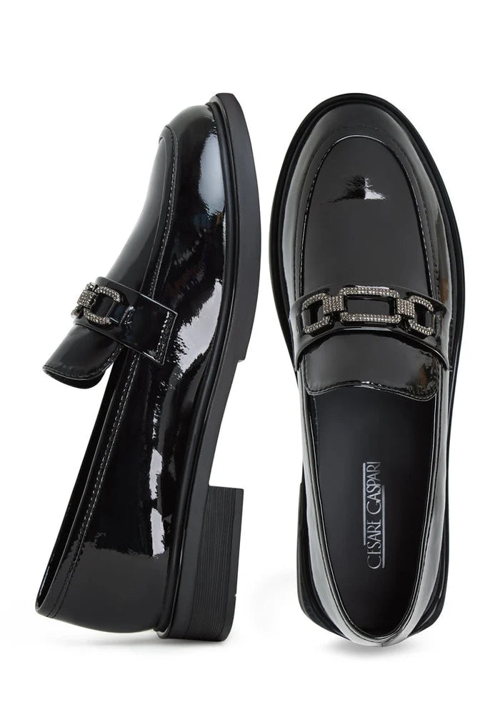 A stylish pair of Maia block heel loafers for women - designer, trendy, and chic.