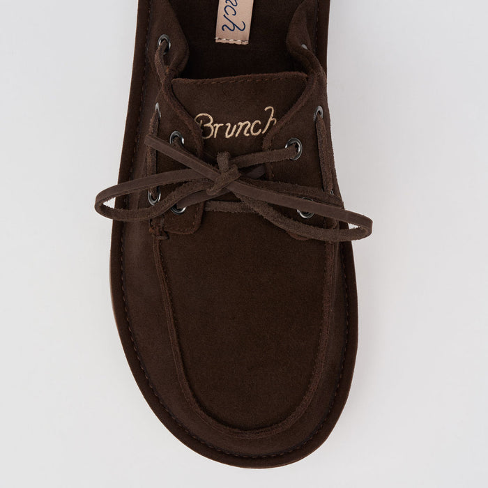 Brunch Boat Mule in Dark Brown suede, product view 4