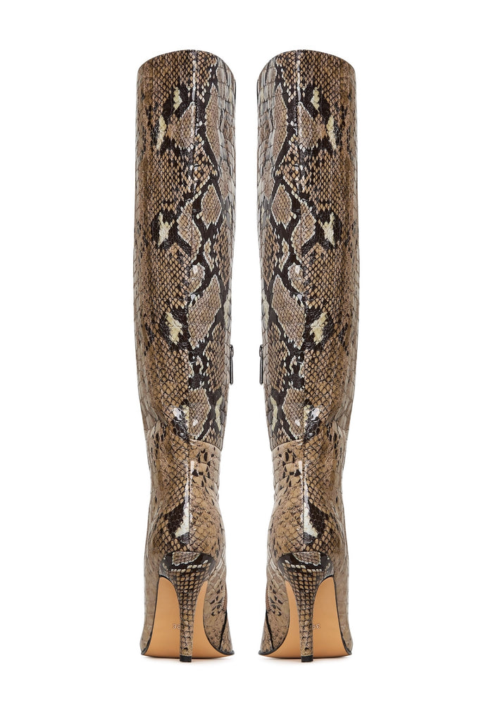 Bold Snake Print Knee-High Boots