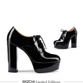 BORGHONA BLACK - lace up platform heels