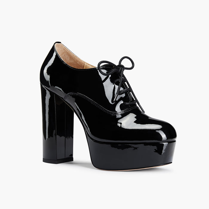 BORGHONA BLACK - lace up platform heels
