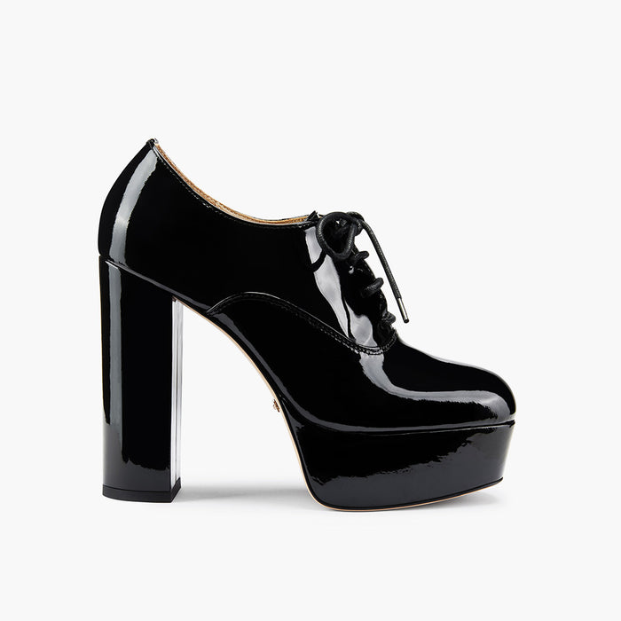 BORGHONA BLACK - lace up platform heels