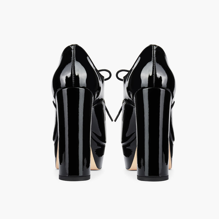BORGHONA BLACK - lace up platform heels