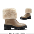 CAMERON BEIGE - fur lined ankle boots