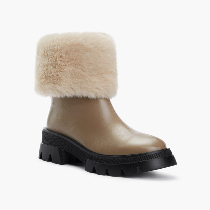 CAMERON BEIGE - fur lined ankle boots