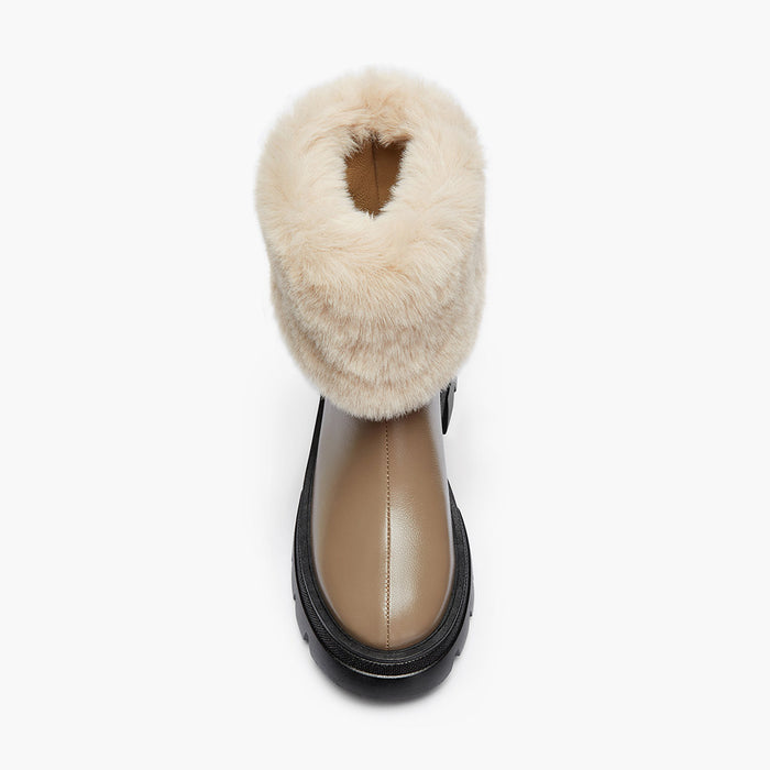 CAMERON BEIGE - fur lined ankle boots