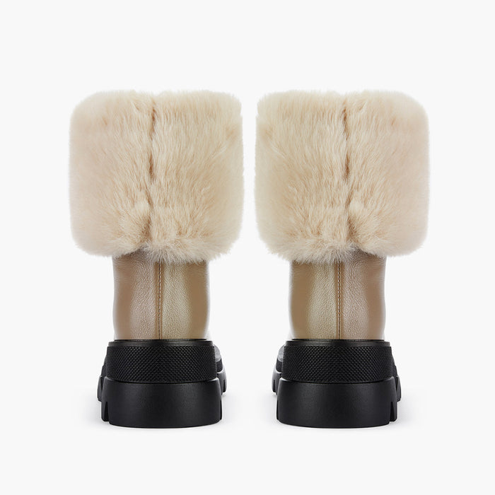 CAMERON BEIGE - fur lined ankle boots