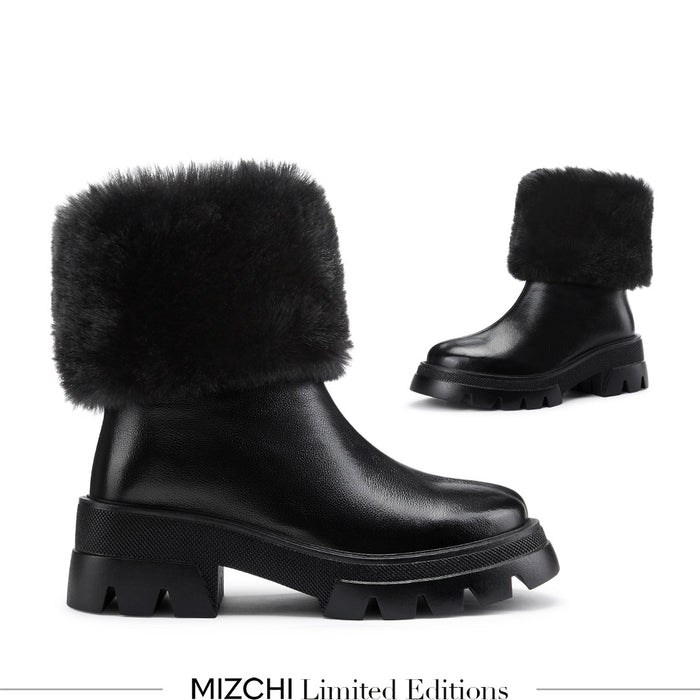 CAMERON BLACK - fur lined ankle boots