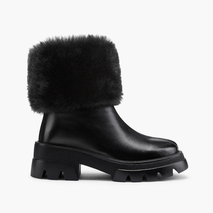 CAMERON BLACK - fur lined ankle boots