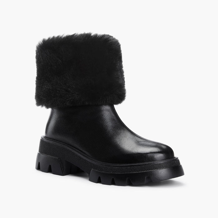 CAMERON BLACK - fur lined ankle boots