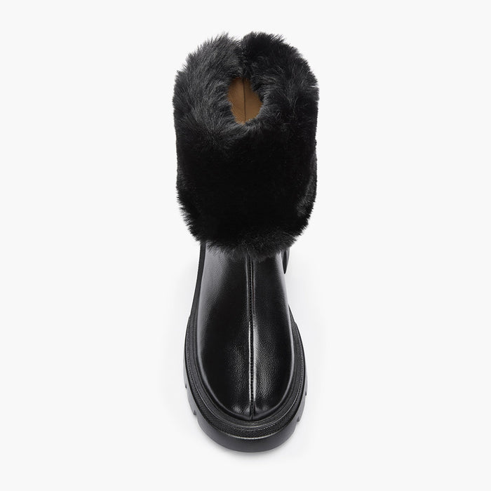 CAMERON BLACK - fur lined ankle boots