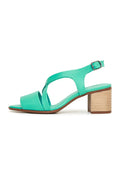 A stylish pair of casual green block heel sandals, perfect for adding a chic touch to any outfit.