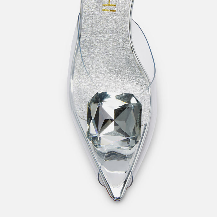 Celeste Silver - Wedge Mules