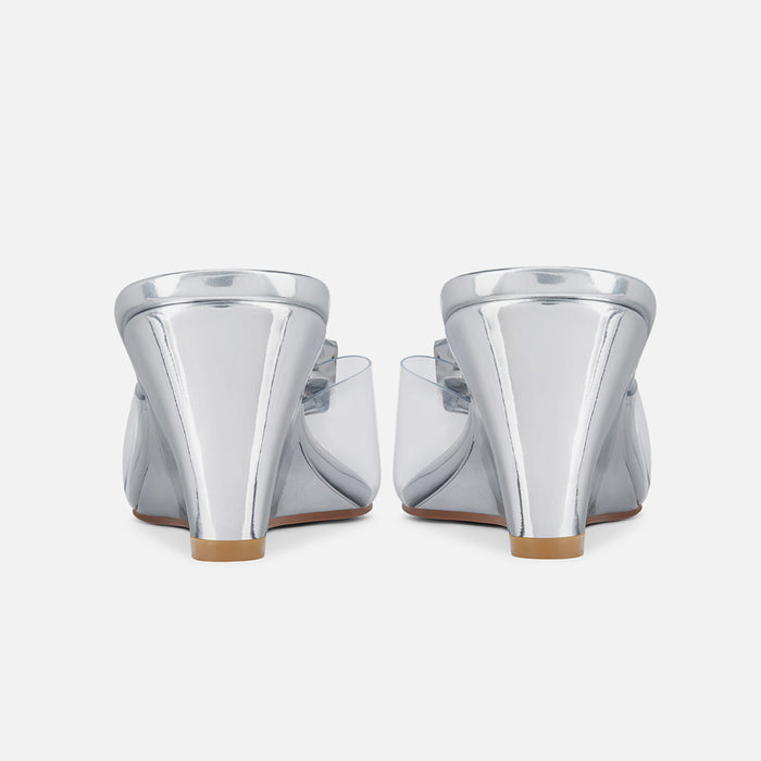 Celeste Silver - Wedge Mules