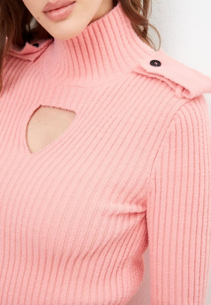 A stylish coral CG knitted dress for women, the perfect designer fashion choice.