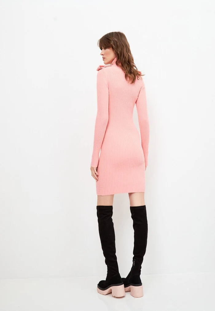 A fashionable coral CG knitted dress for women, a perfect designer addition to your wardrobe.