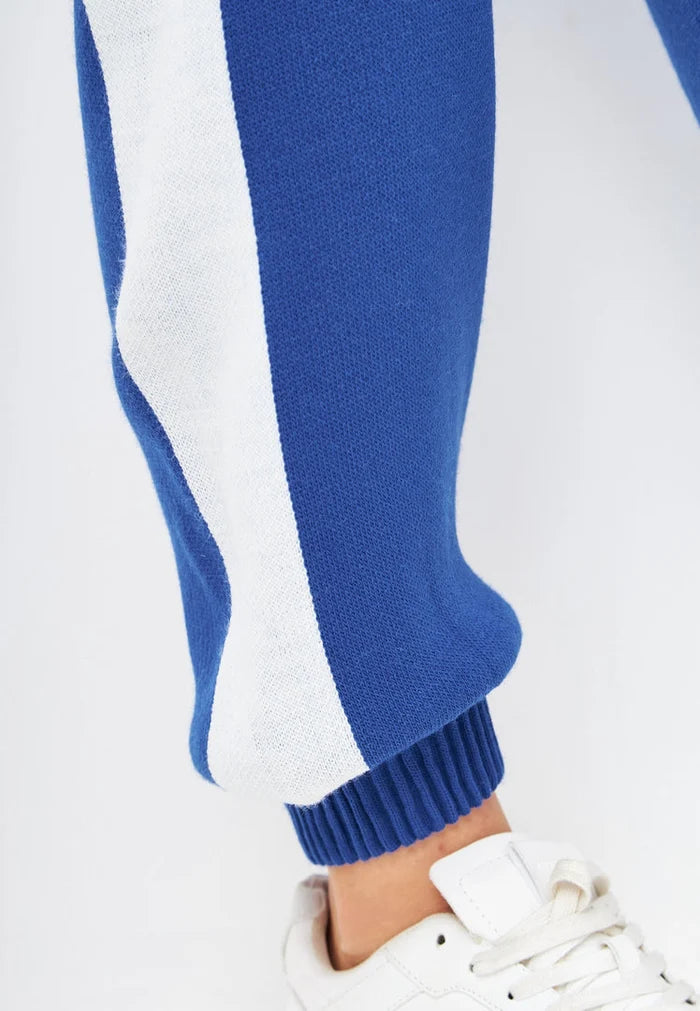 A cozy and stylish CG Knitted Jogger Set in a calming blue color, perfect for lounging in comfort and style.